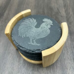 Set de 6 sous-verres en ardoise Animaux de la Ferme