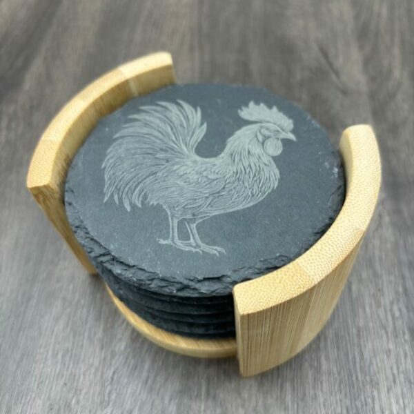 Set de 6 sous-verres en ardoise Animaux de la Ferme